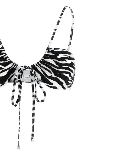 The Attico Black & White Zebra Print Bikini
