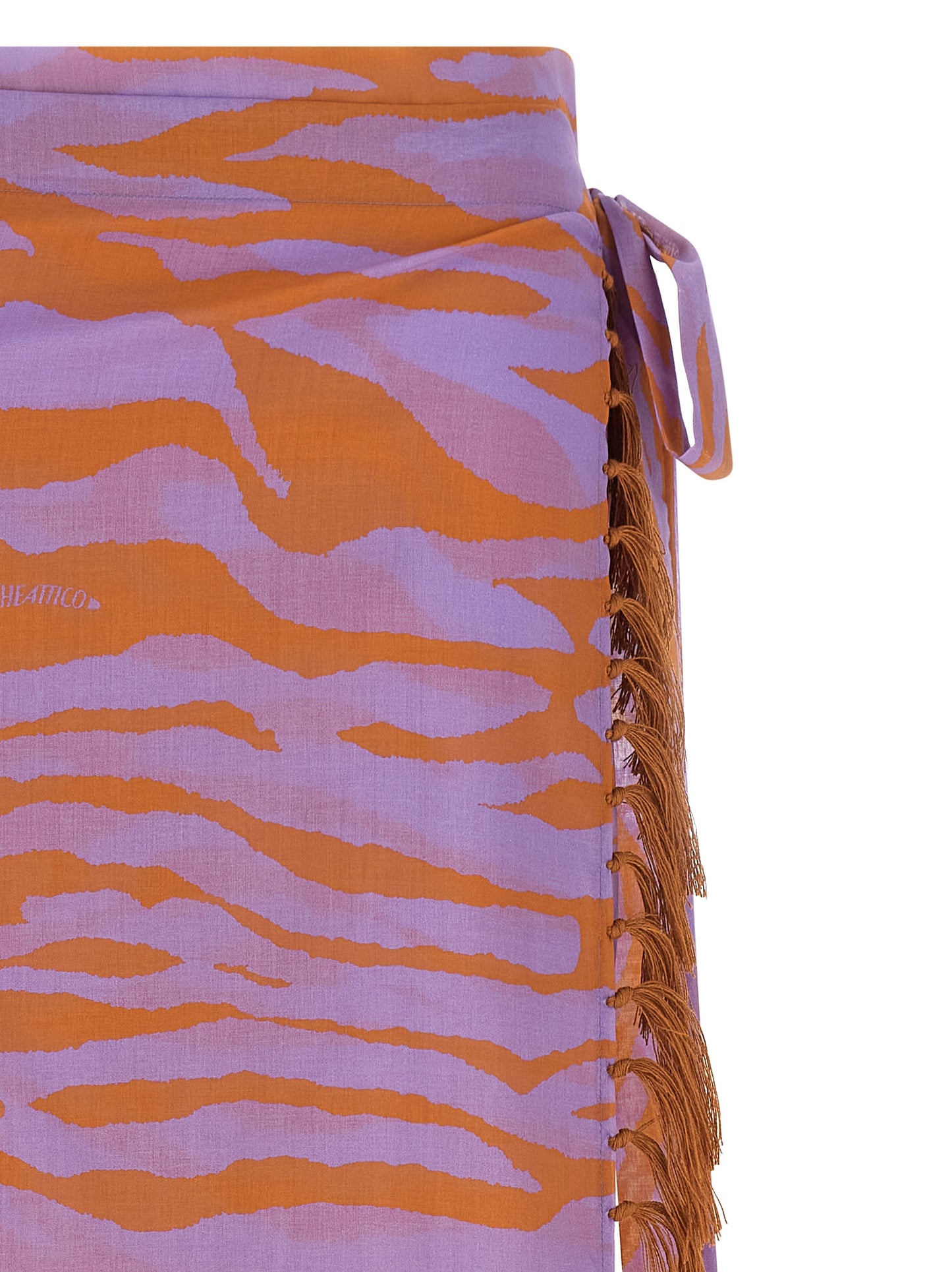 The Attico Purple & Orange Animal Print Cotton Sarong Skirt
