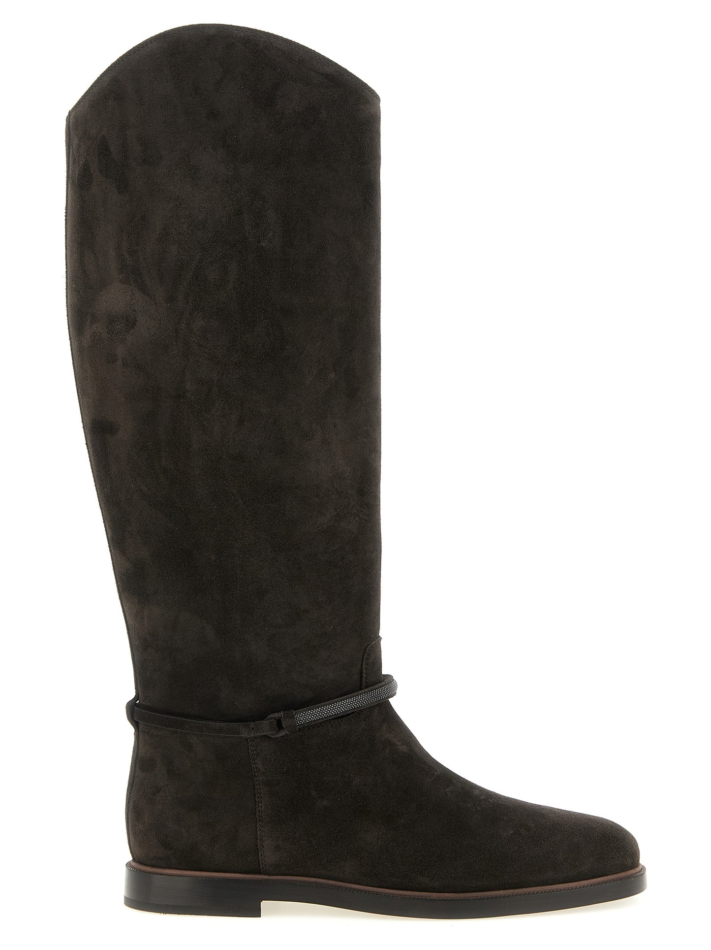 Brunello Cucinelli Black Calfskin Over The Knee Boots
