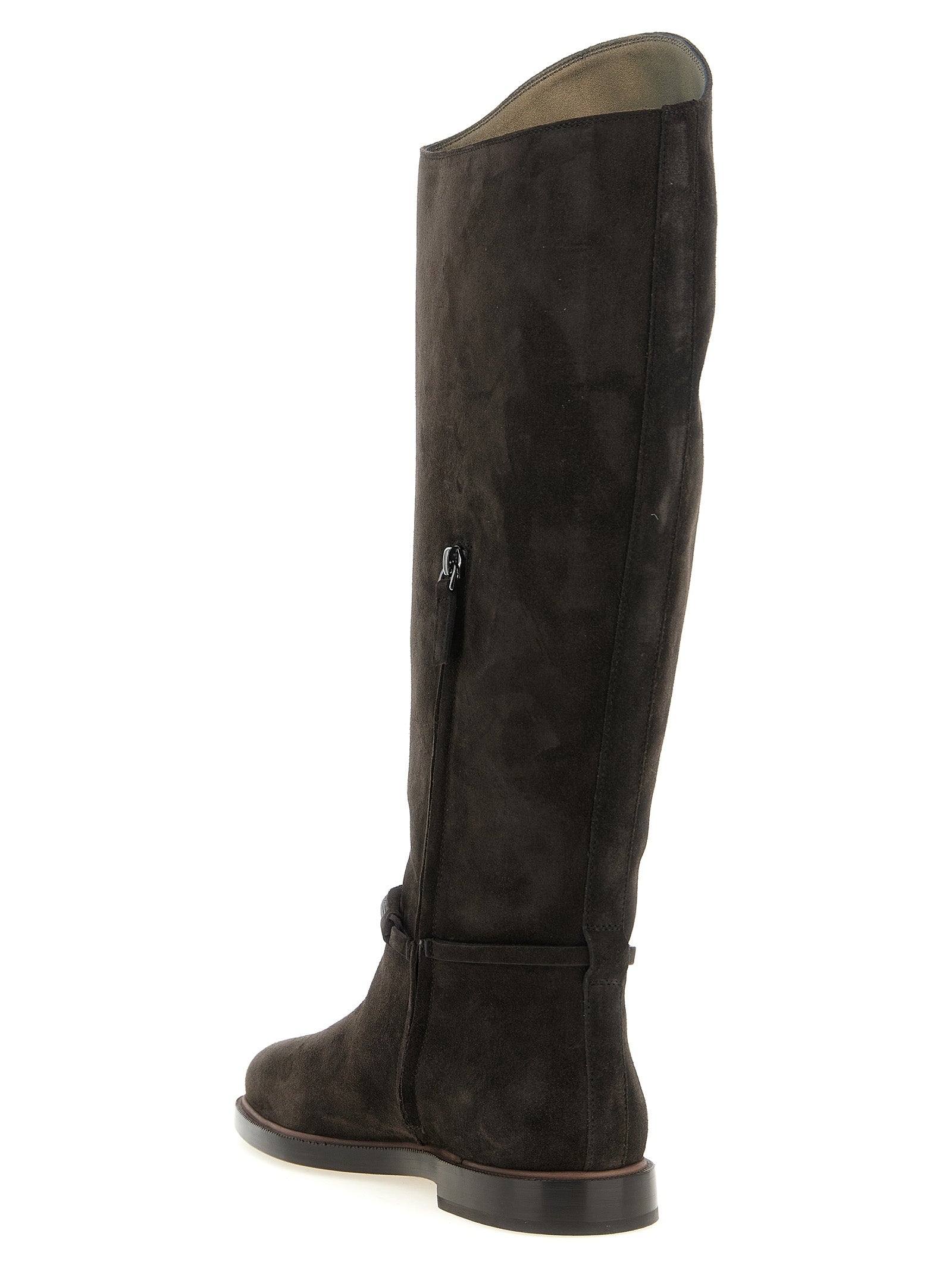 Brunello Cucinelli Black Calfskin Over The Knee Boots