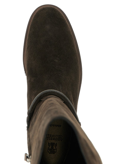 Brunello Cucinelli Black Calfskin Over The Knee Boots