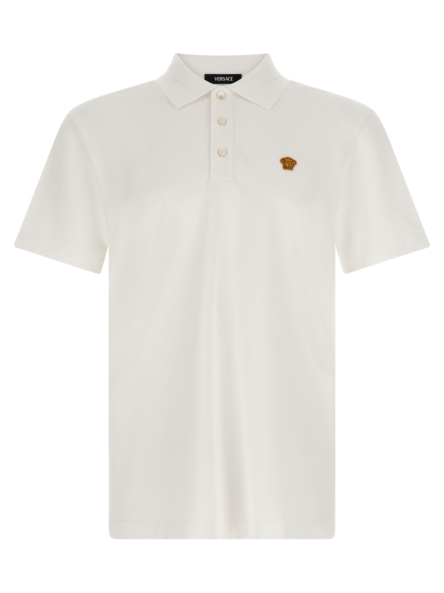 Versace White Cotton Piqué Polo Shirt with Medusa Logo
