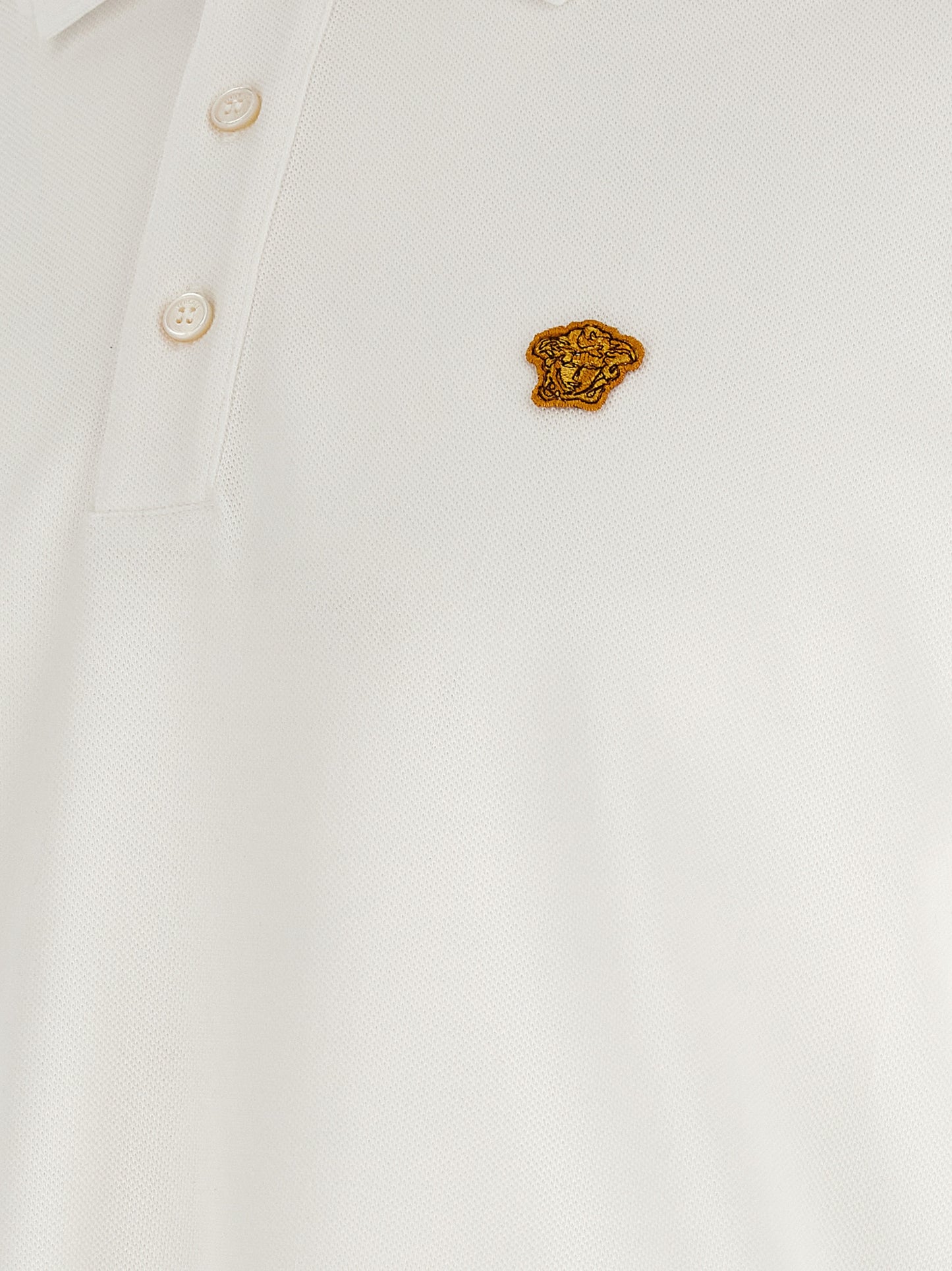 Versace White Cotton Piqué Polo Shirt with Medusa Logo