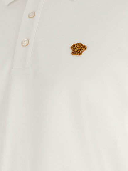 Versace White Cotton Piqué Polo Shirt with Medusa Logo