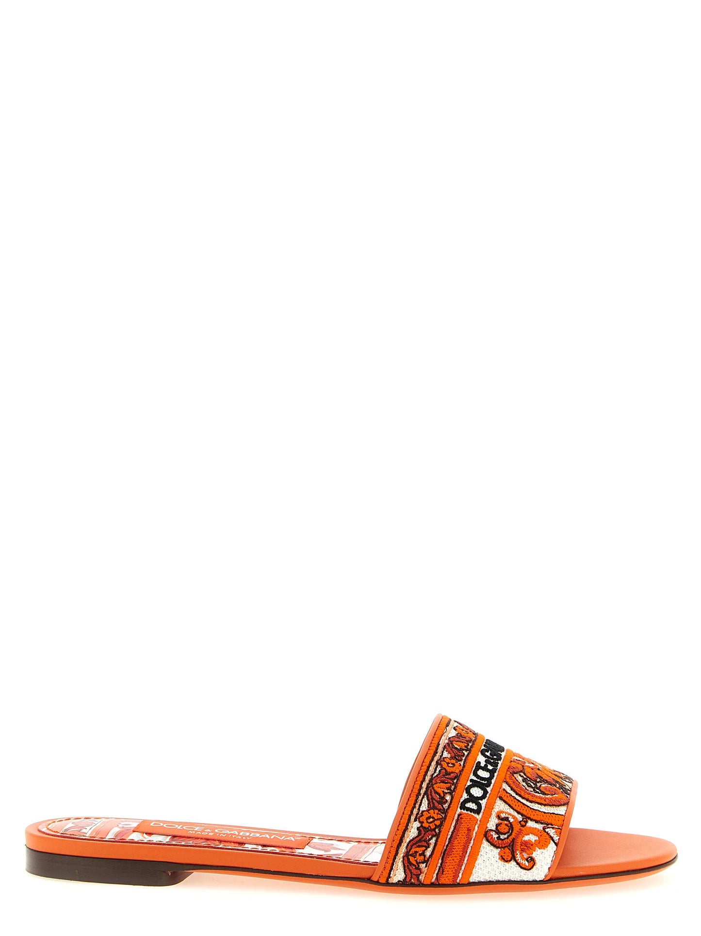 Dolce & Gabbana Orange Cotton Slides - Bianca Model