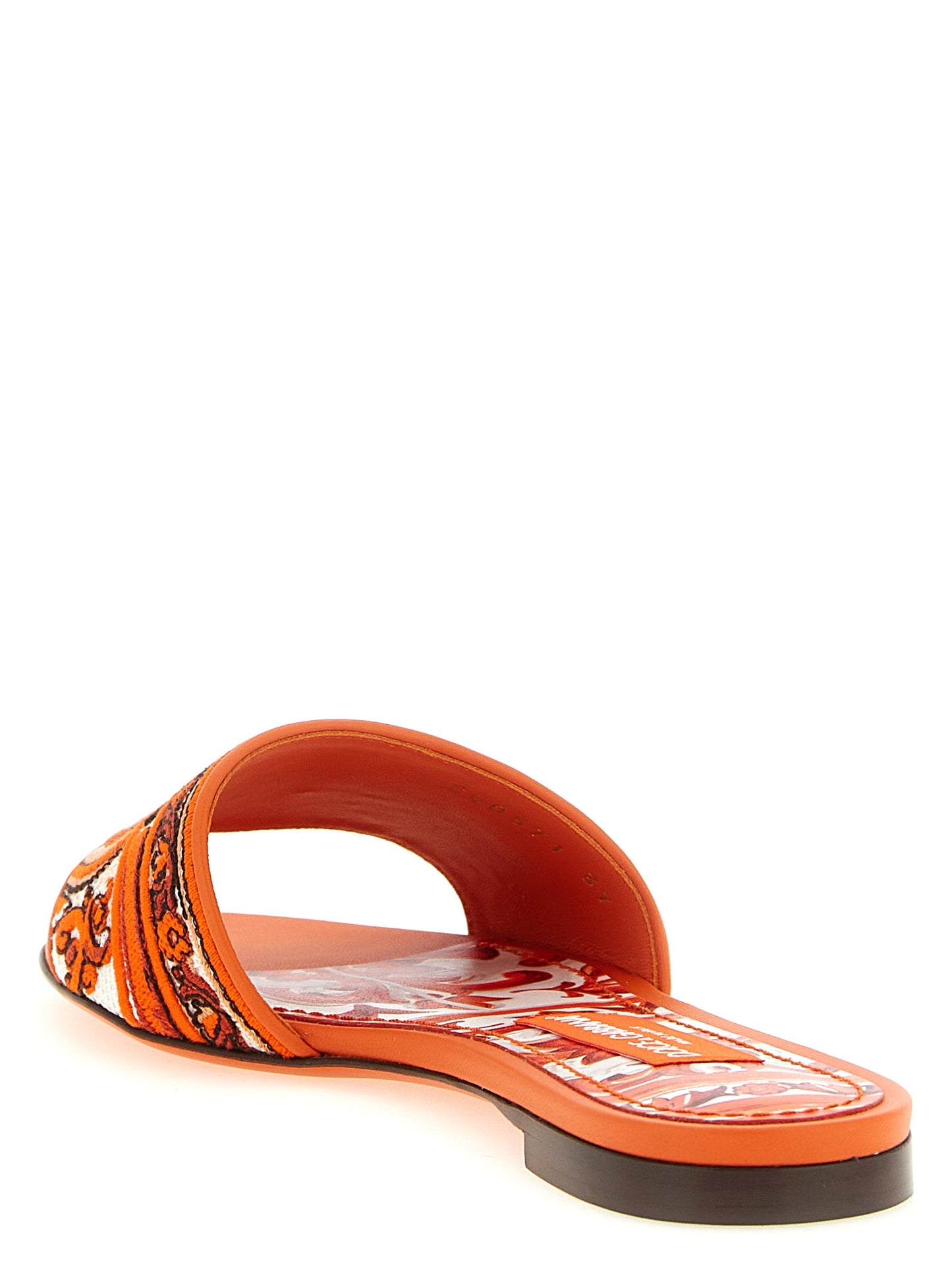 Dolce & Gabbana Orange Cotton Slides - Bianca Model