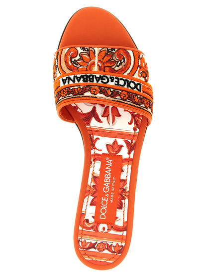 Dolce & Gabbana Orange Cotton Slides - Bianca Model