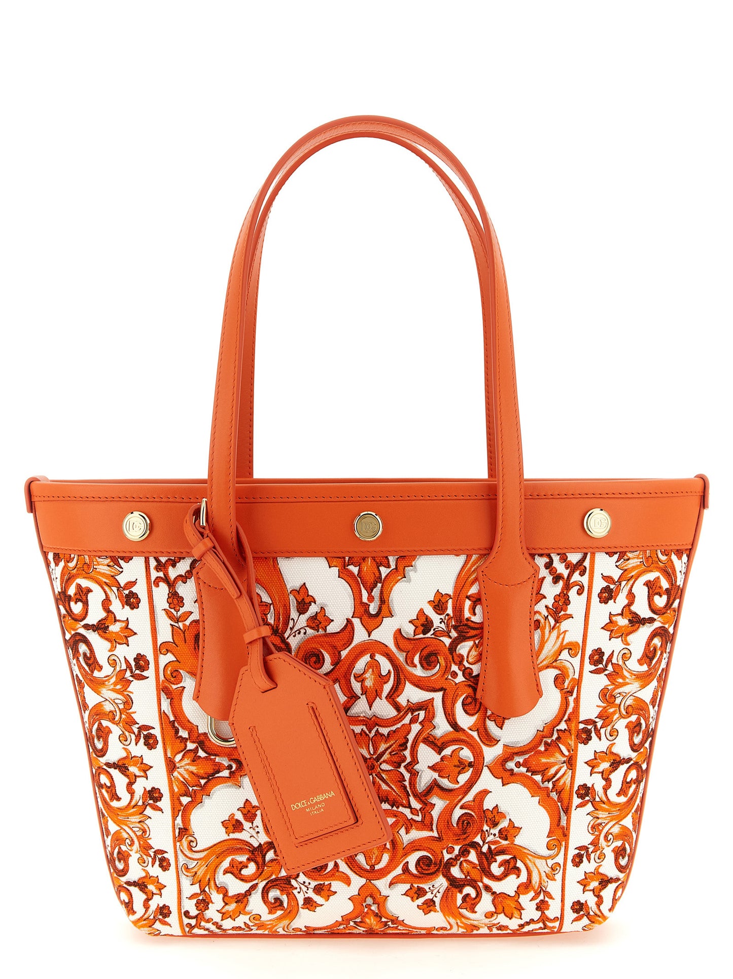 Dolce & Gabbana Orange Cotton Tote Bag – Majolica Print