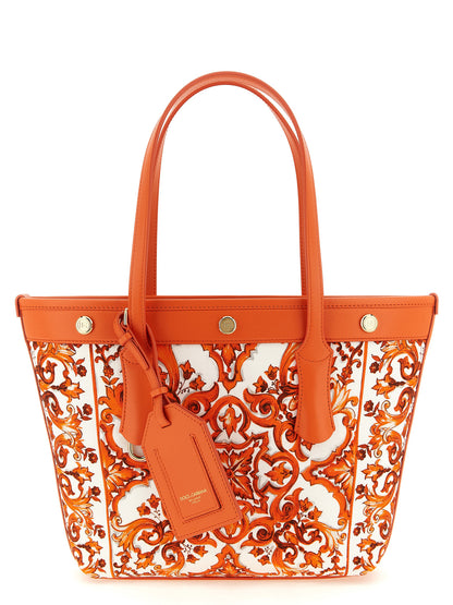 Dolce & Gabbana Orange Cotton Tote Bag – Majolica Print