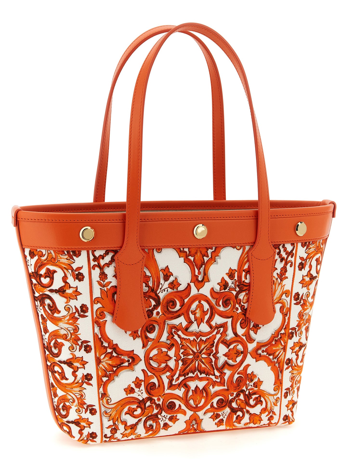 Dolce & Gabbana Orange Cotton Tote Bag – Majolica Print