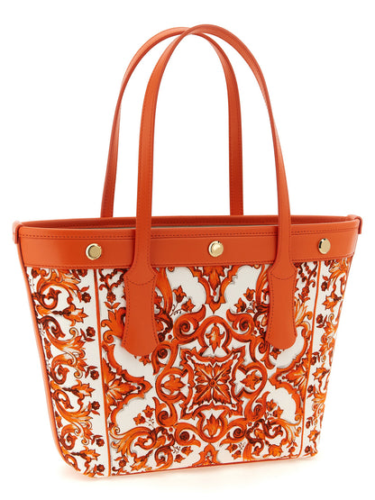 Dolce & Gabbana Orange Cotton Tote Bag – Majolica Print