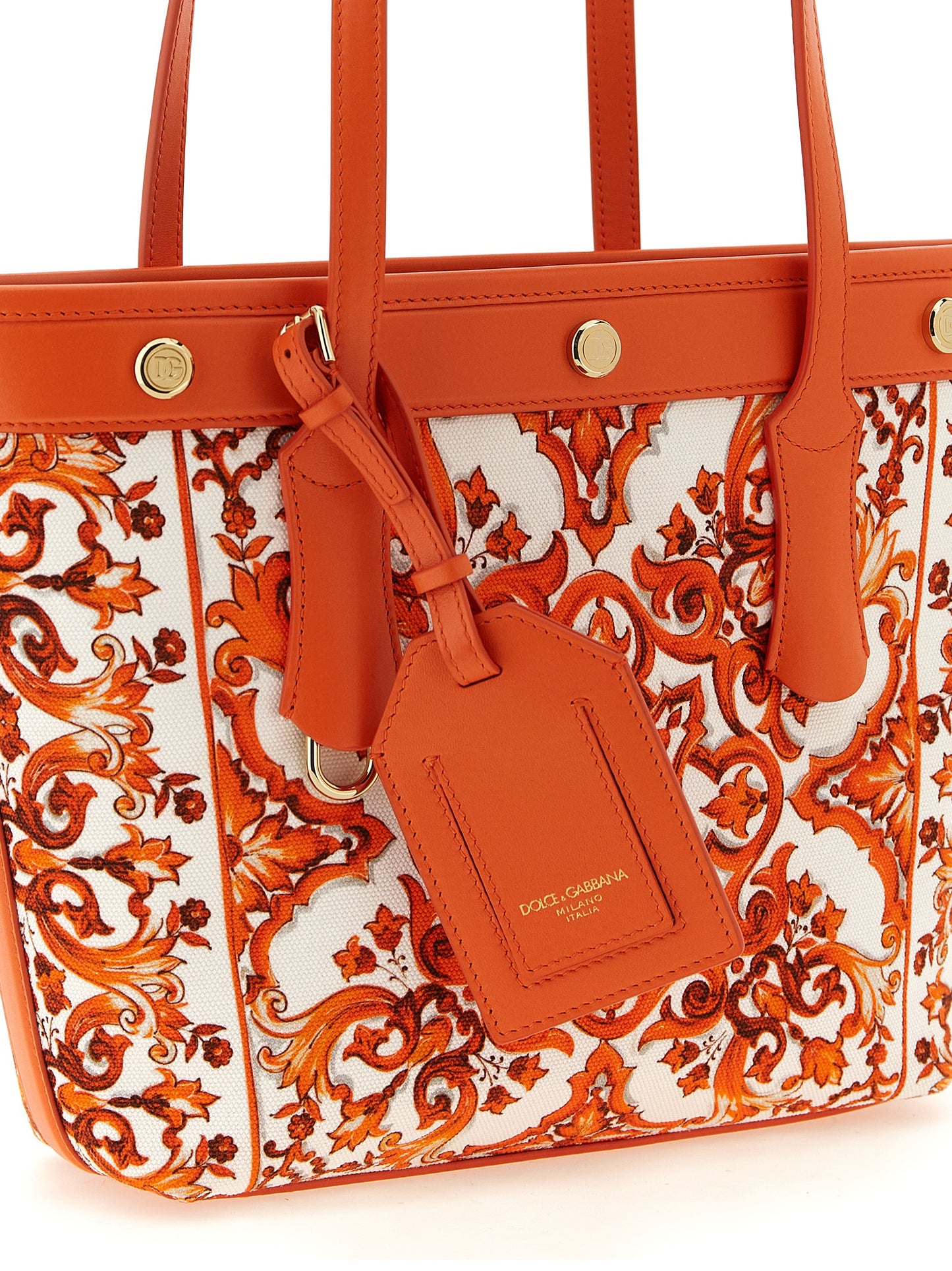Dolce & Gabbana Orange Cotton Tote Bag – Majolica Print