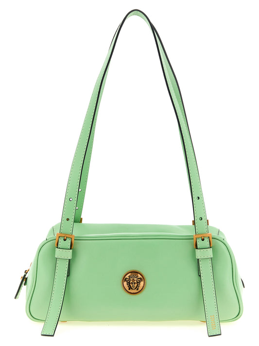 Versace Emblème Bicolor Lamb Leather Shoulder Bag in Green