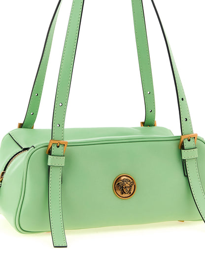 Versace Emblème Bicolor Lamb Leather Shoulder Bag in Green