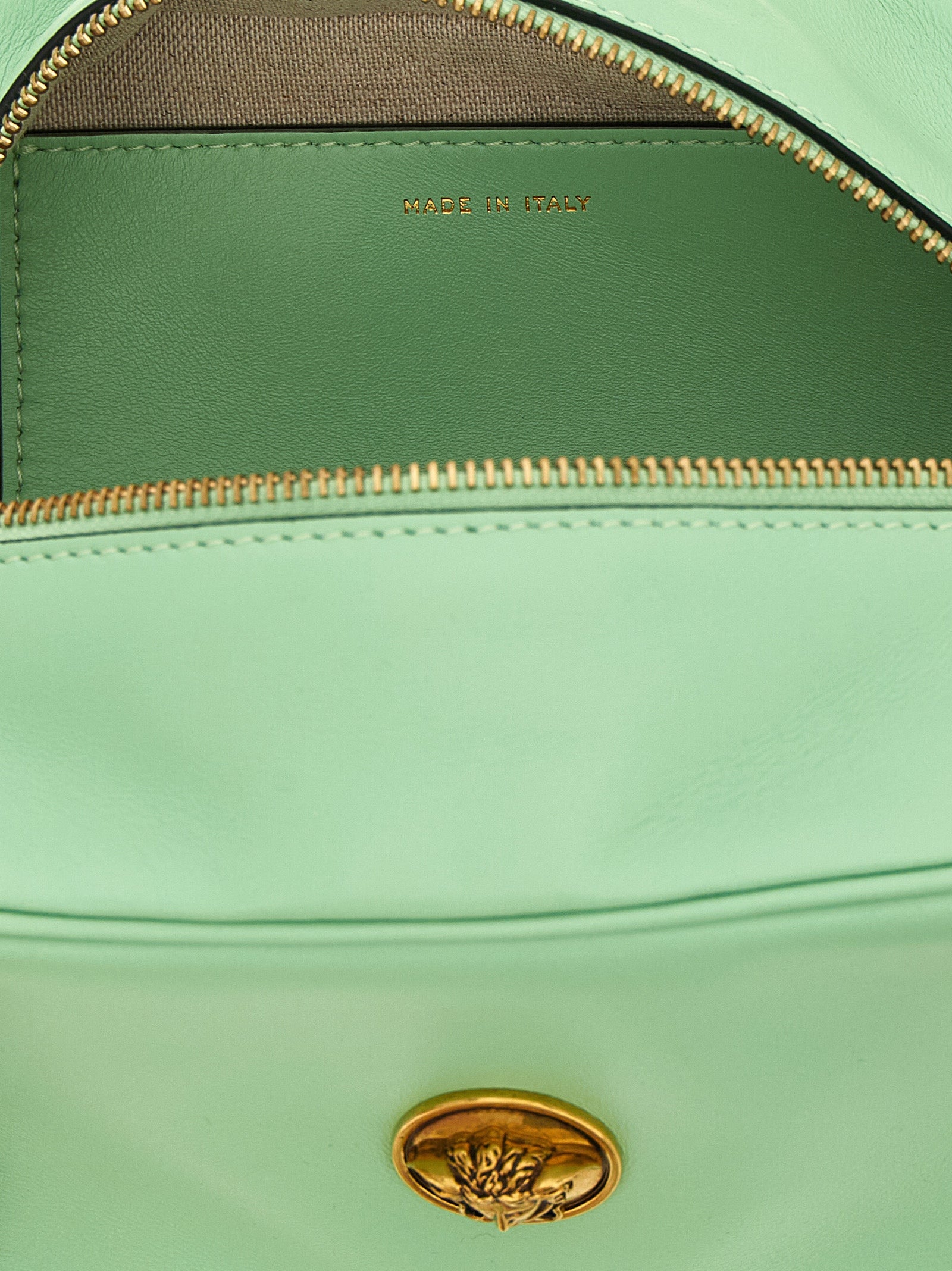 Versace Emblème Bicolor Lamb Leather Shoulder Bag in Green
