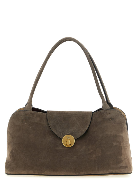 Versace Vivian Medium Shoulder Bag in Brown Calfskin Leather