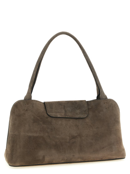 Versace Vivian Medium Shoulder Bag in Brown Calfskin Leather