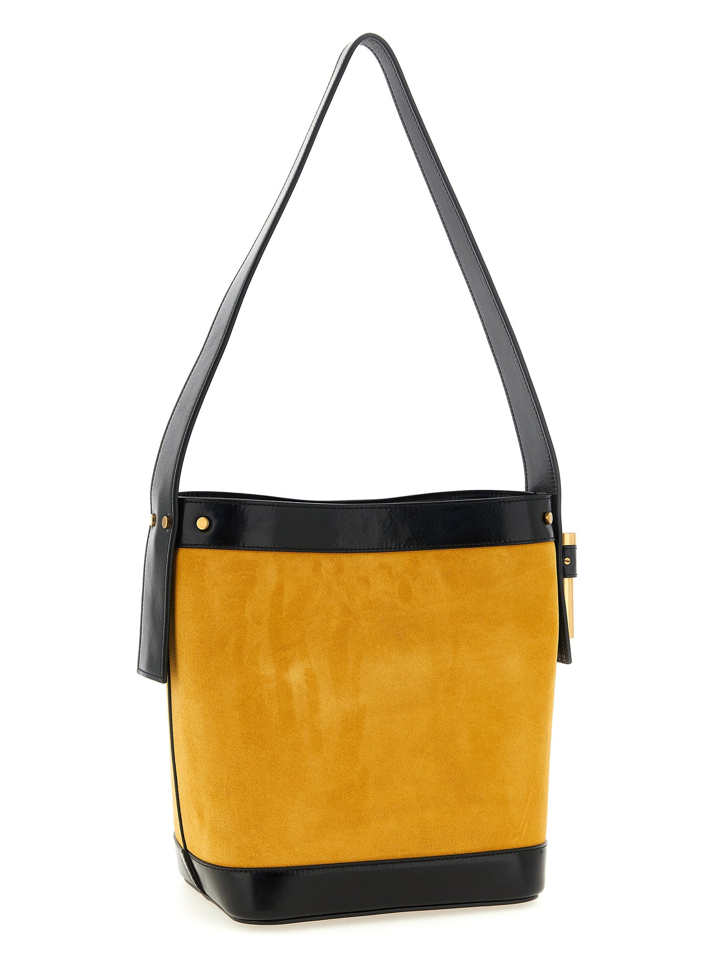 Versace Small ‘Pivot’ Bicolor Calfskin Shoulder Bag - Yellow