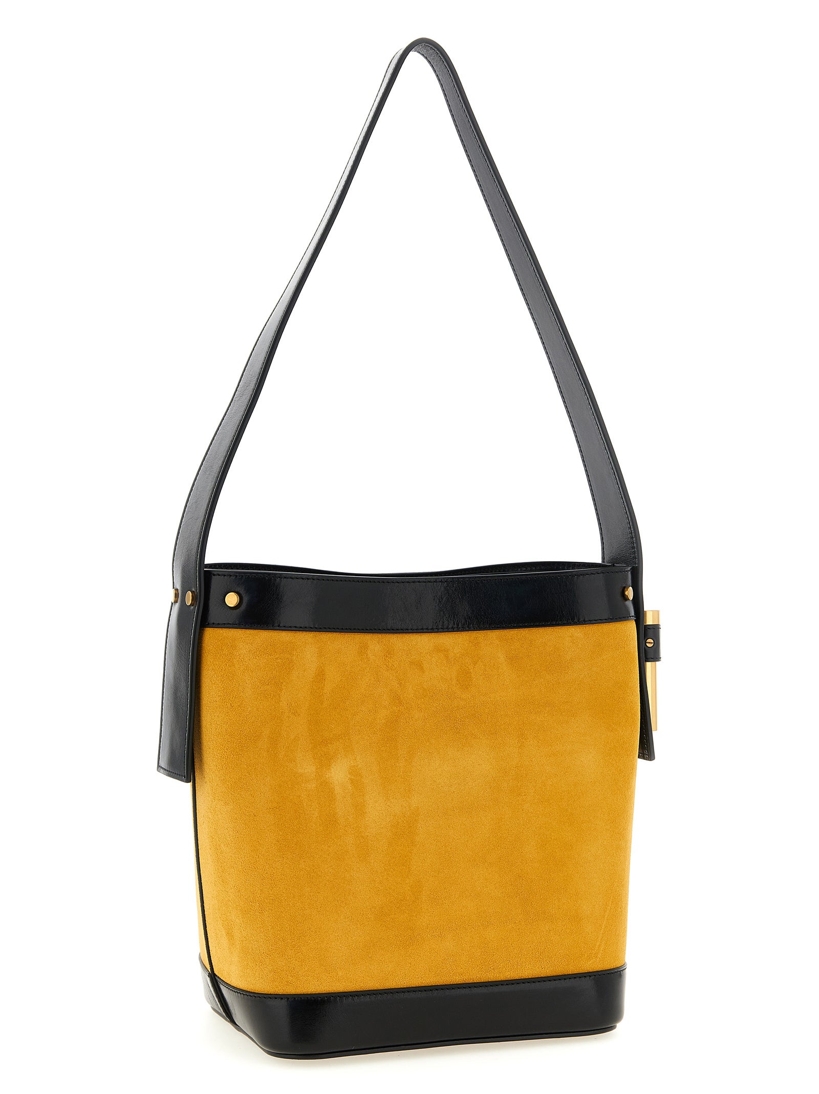 Versace Small ‘Pivot’ Bicolor Calfskin Shoulder Bag - Yellow