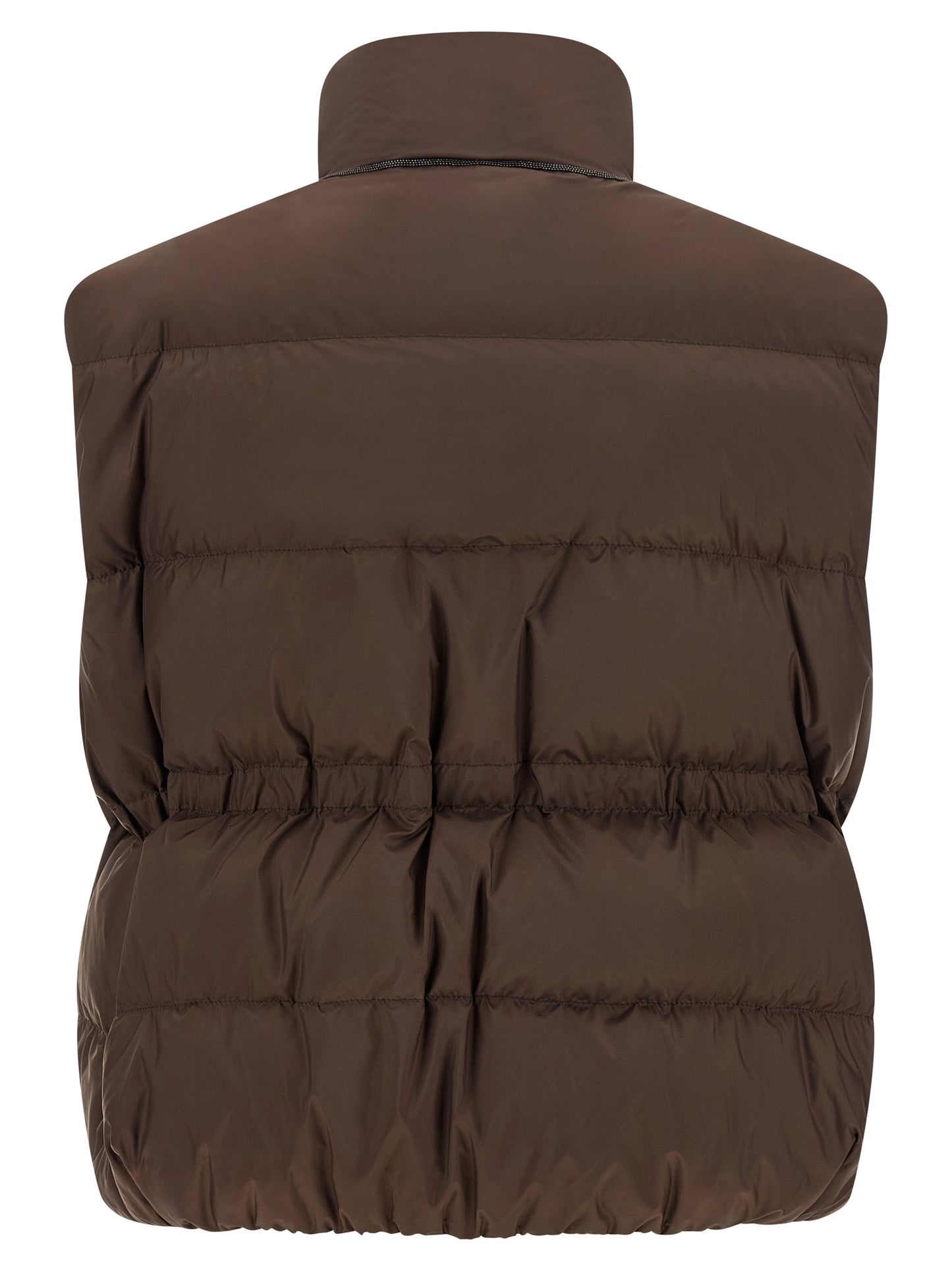 Brunello Cucinelli Brown Polyester Sleeveless Jacket