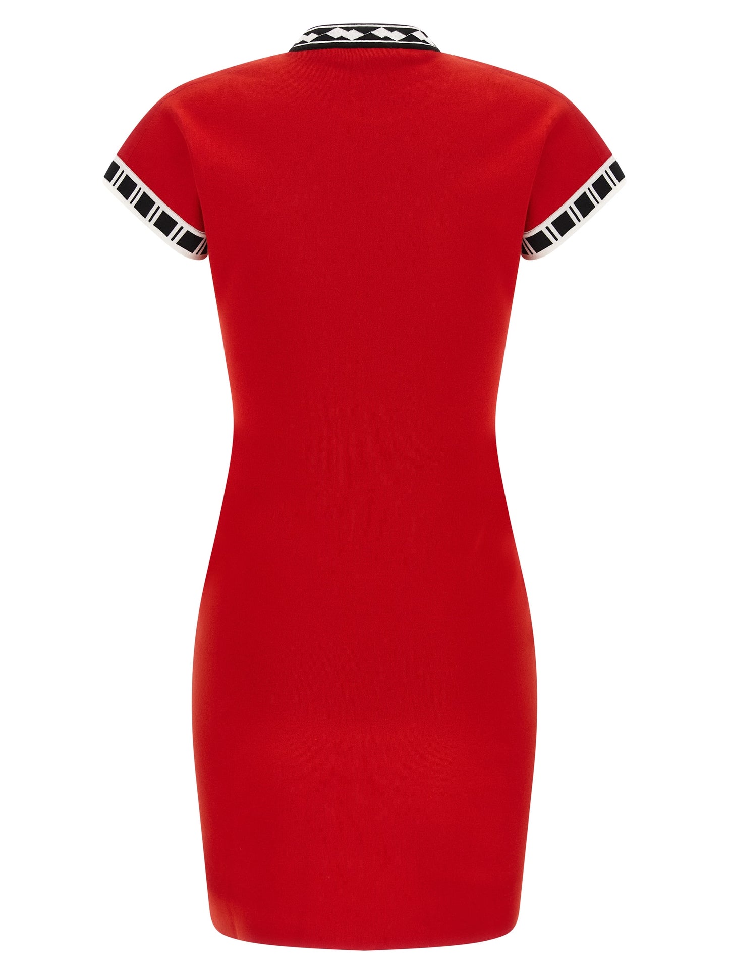 Versace Multicolor Cotton Short Dress in Red