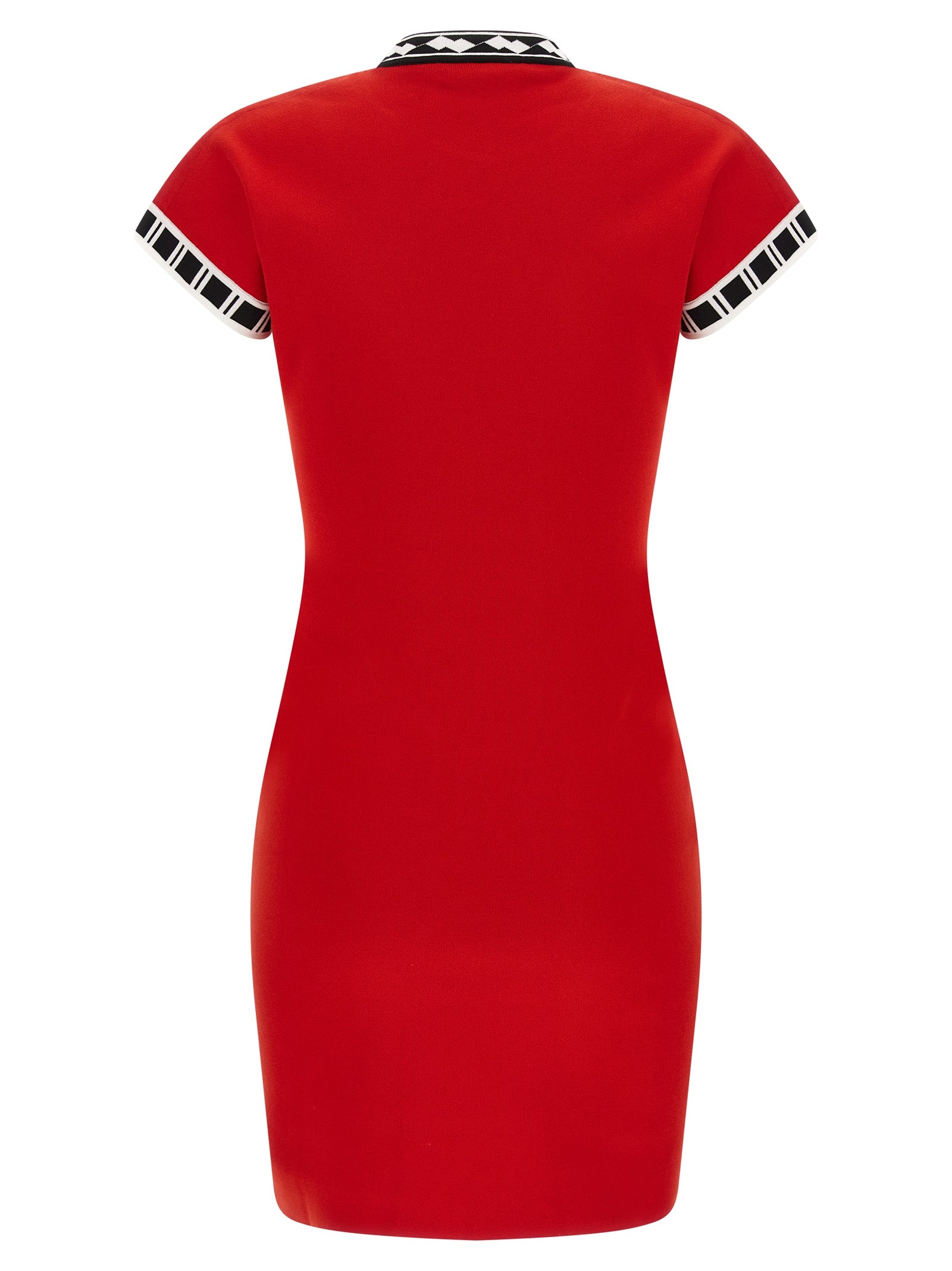 Versace Multicolor Cotton Short Dress in Red