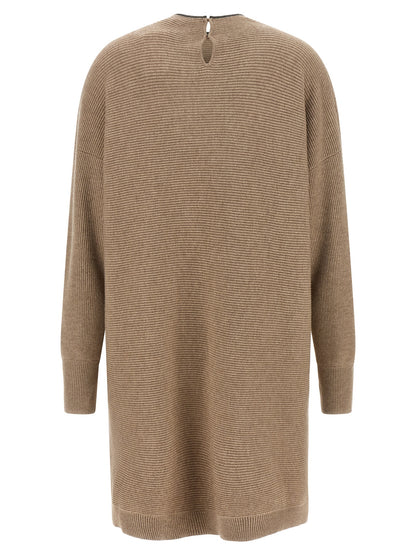 Brunello Cucinelli Beige Virgin Wool Short Dress