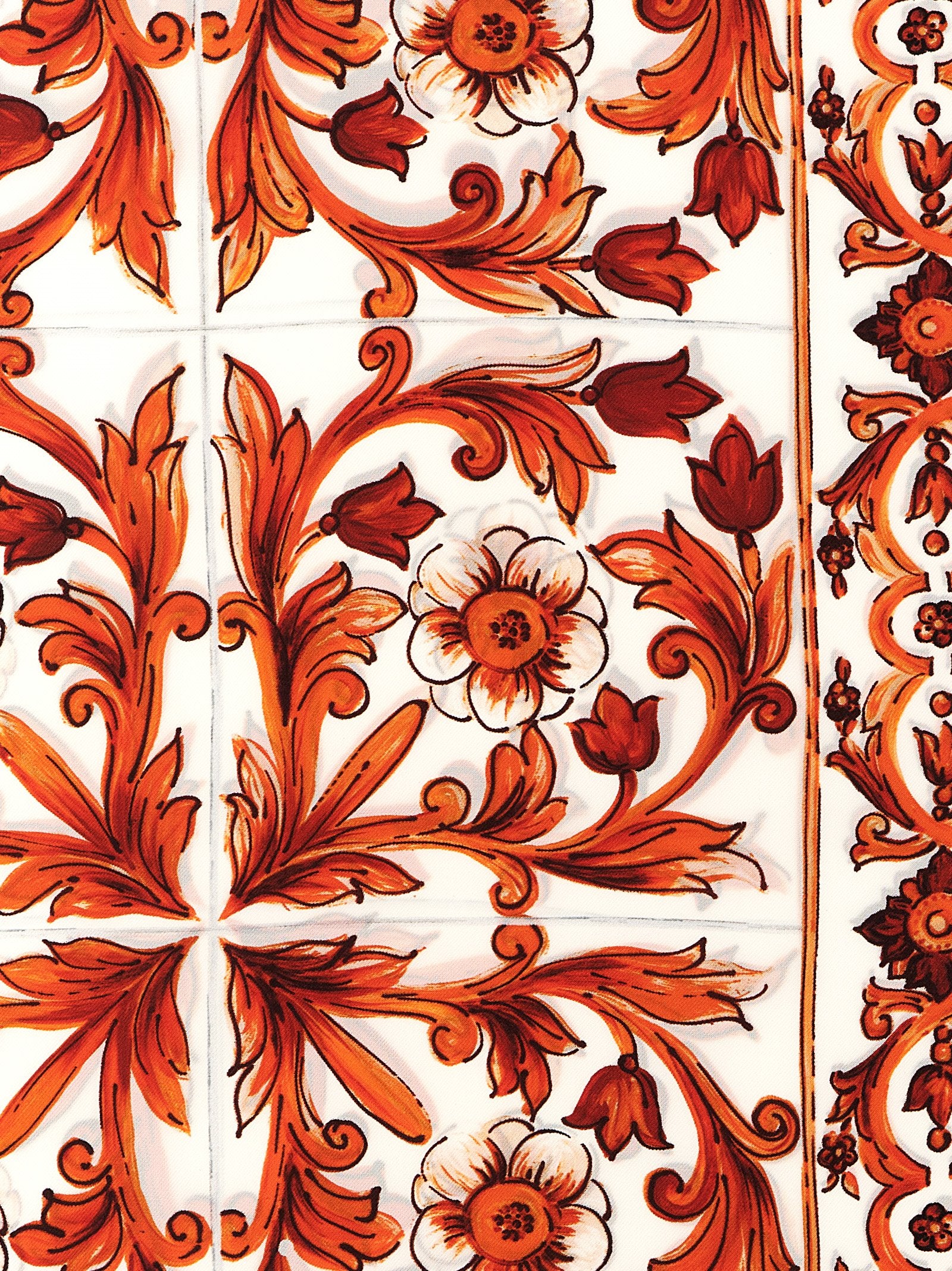 Dolce & Gabbana Majolica Print Orange Silk Foulard