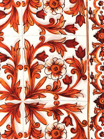 Dolce & Gabbana Majolica Print Orange Silk Foulard