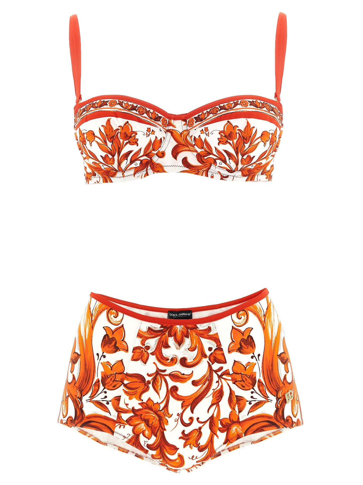 Dolce & Gabbana Orange Majolica-print Bikini Set