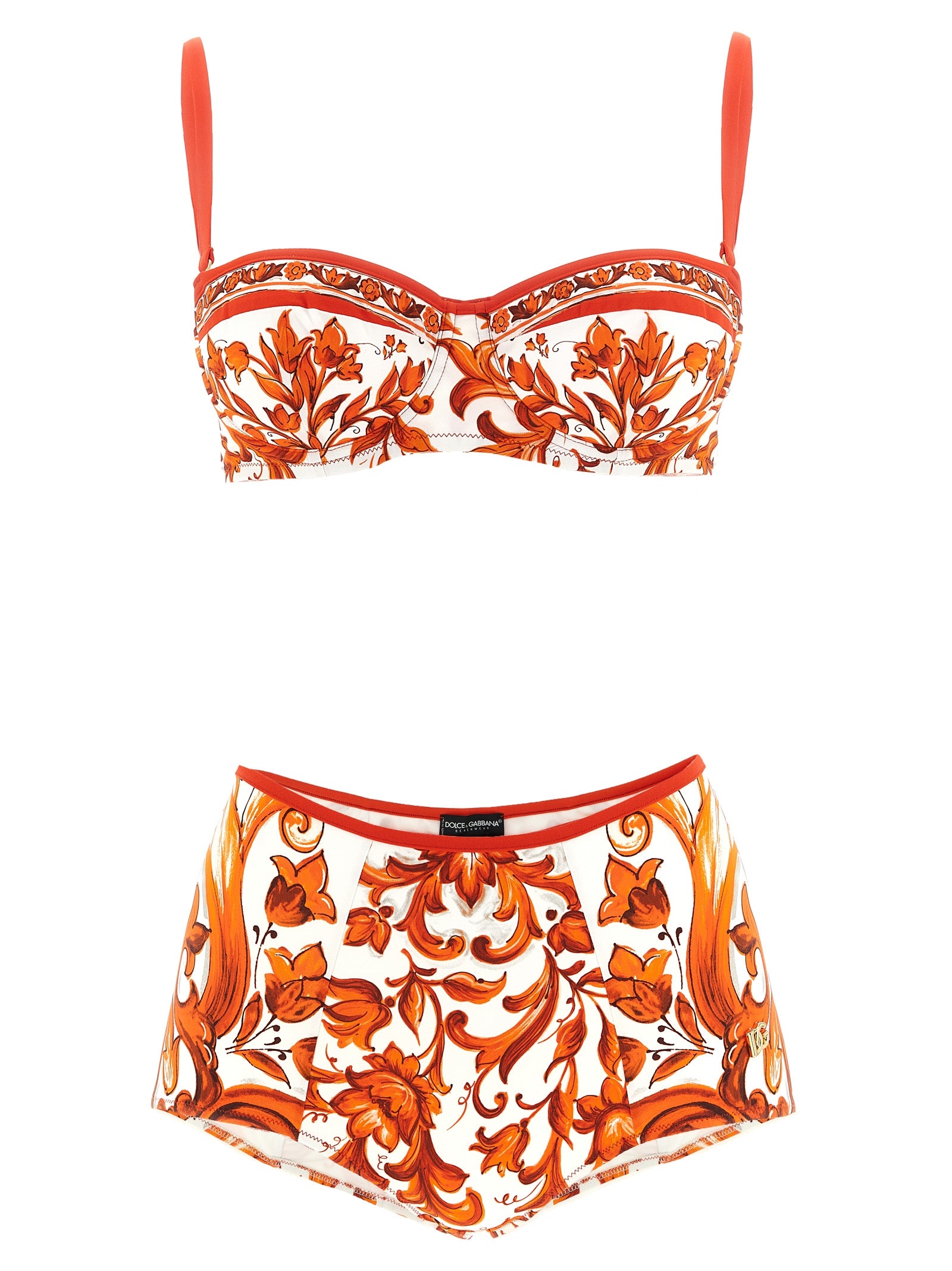 Dolce & Gabbana Orange Majolica-print Bikini Set