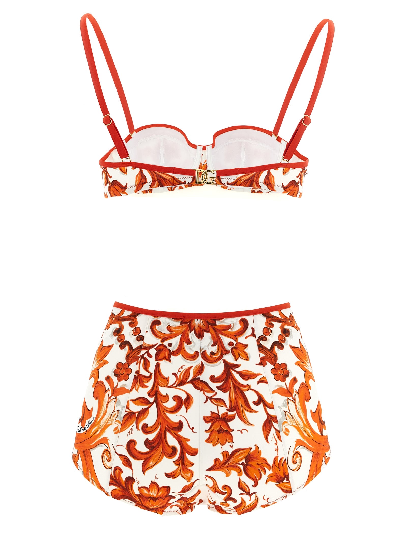 Dolce & Gabbana Orange Majolica-print Bikini Set