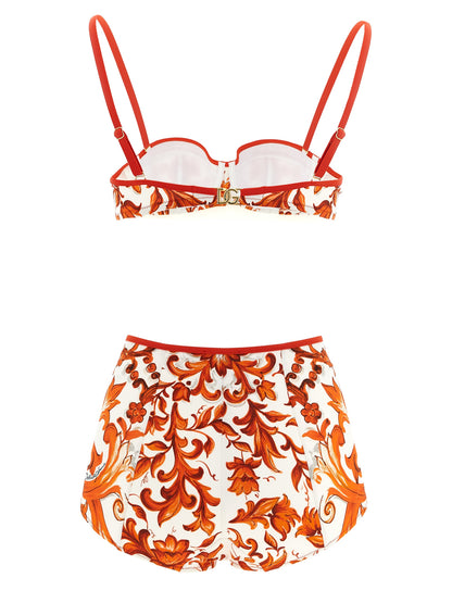 Dolce & Gabbana Orange Majolica-print Bikini Set
