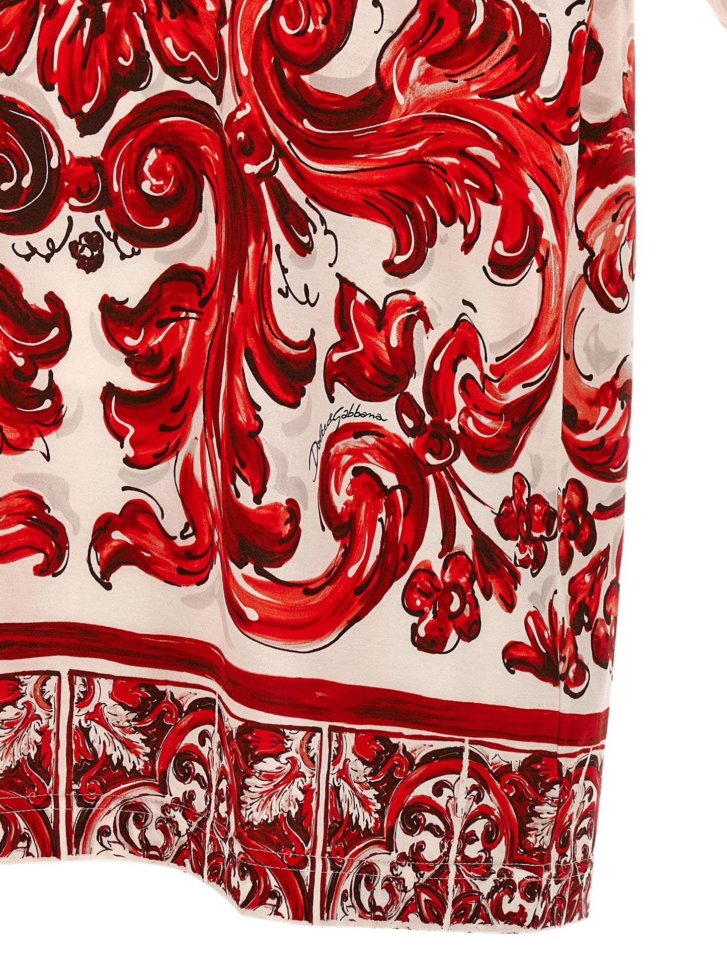 Dolce & Gabbana Majolica Print Cotton T-Shirt - Red