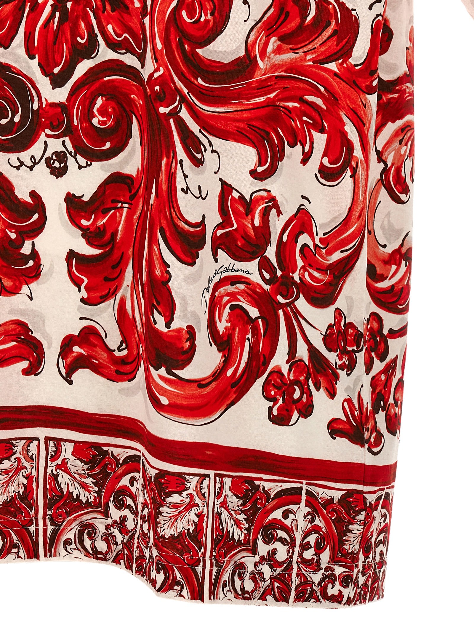 Dolce & Gabbana Majolica Print Cotton T-Shirt - Red