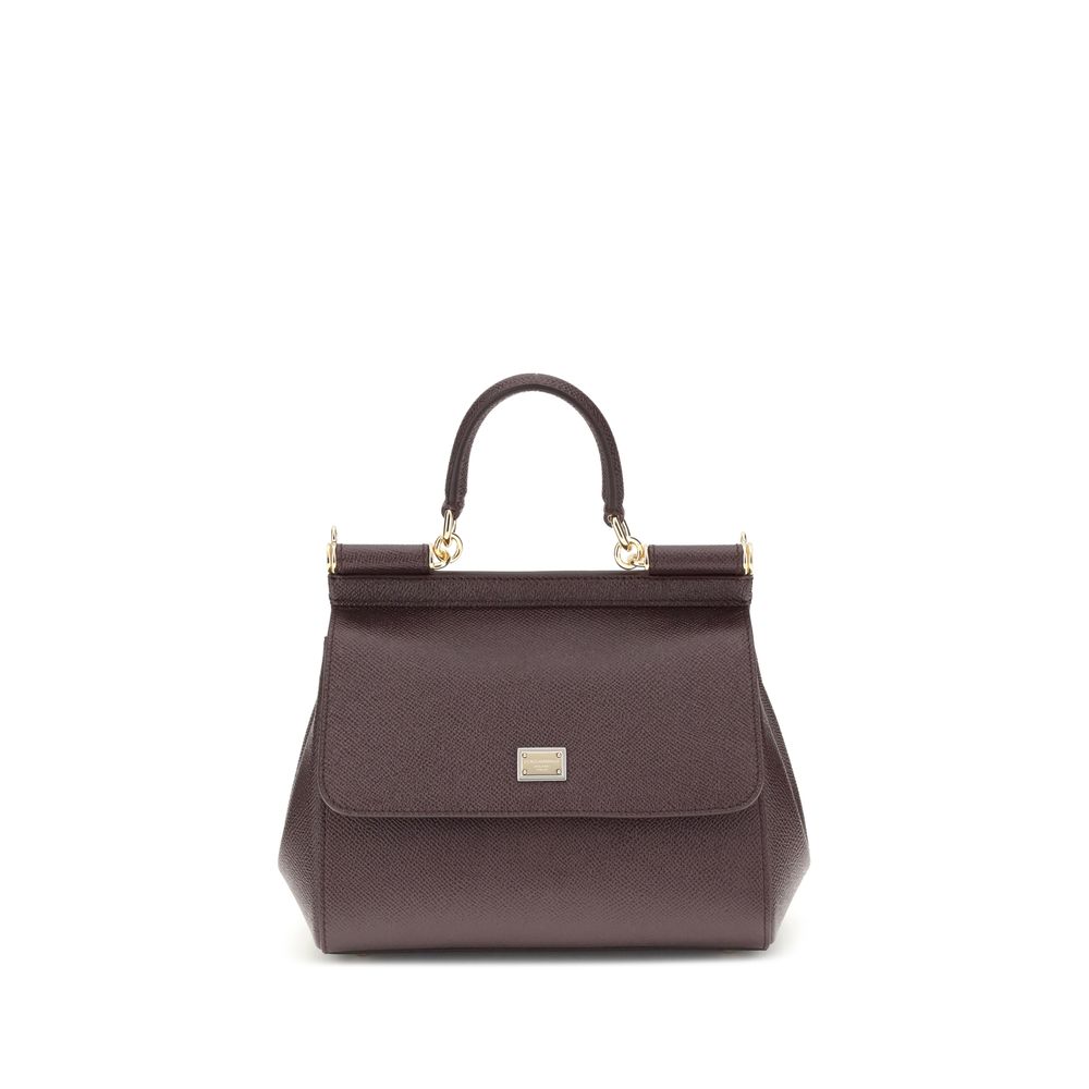 Dolce & Gabbana Bordeaux Brown Leather Sicily Handbag