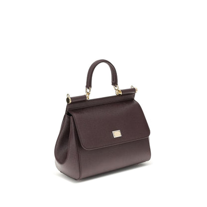 Dolce & Gabbana Bordeaux Brown Leather Sicily Handbag