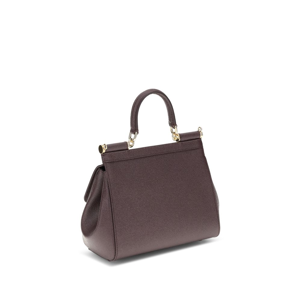 Dolce & Gabbana Bordeaux Brown Leather Sicily Handbag