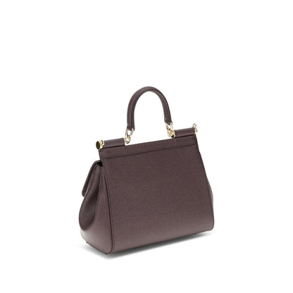 Dolce & Gabbana Bordeaux Brown Leather Sicily Handbag