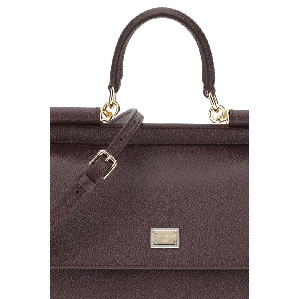 Dolce & Gabbana Bordeaux Brown Leather Sicily Handbag