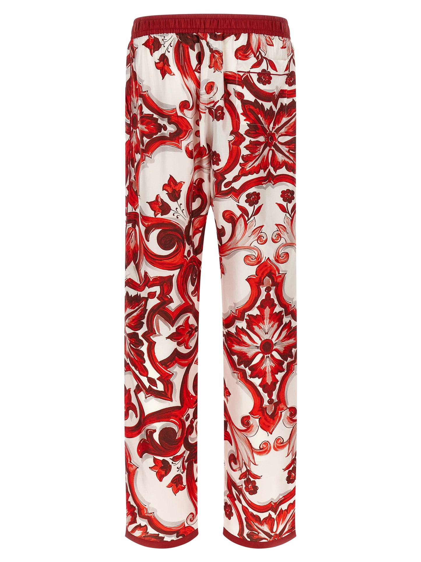 Dolce & Gabbana Majolica-Print Twill Vanity Silk Trousers