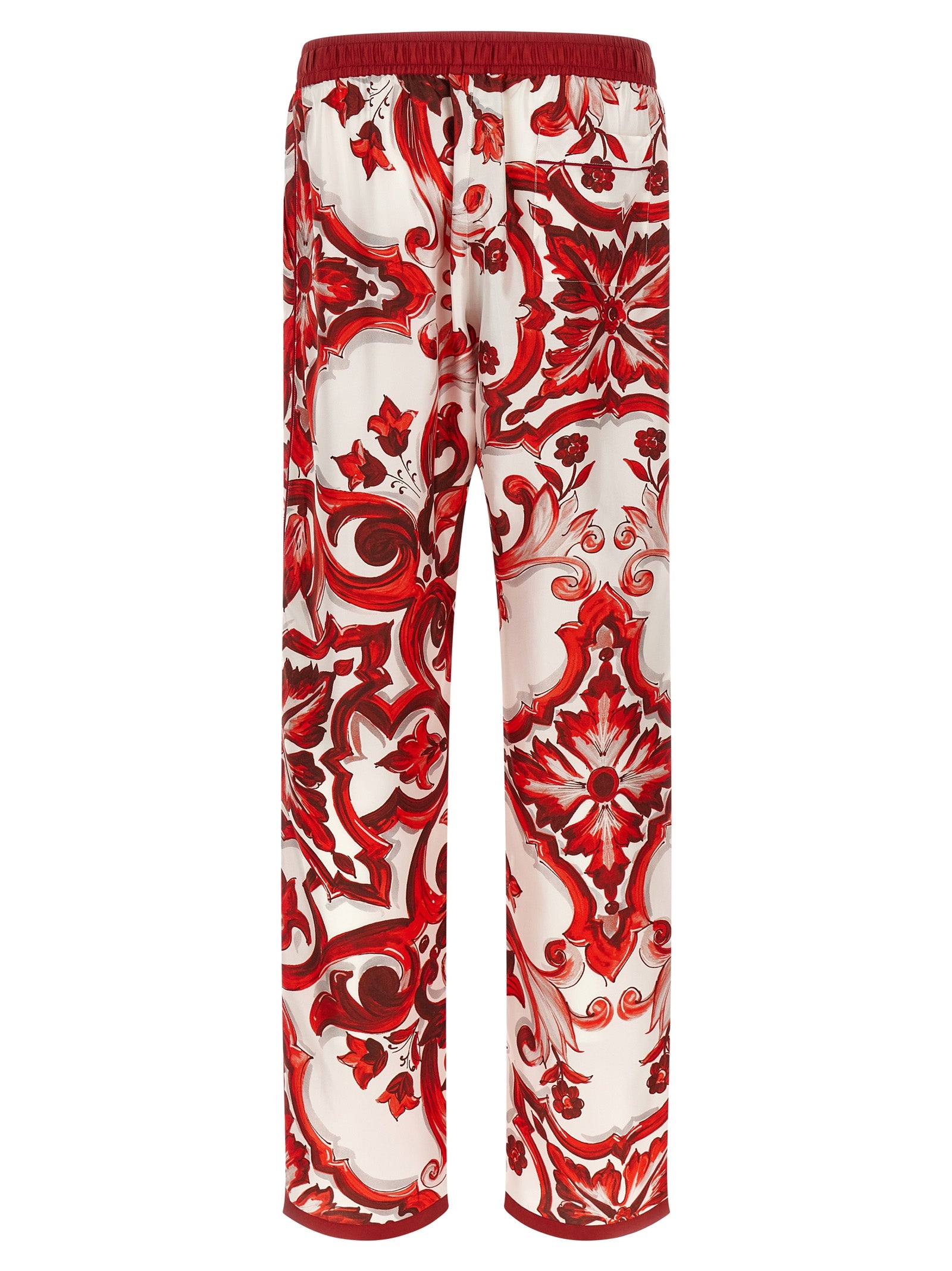 Dolce & Gabbana Majolica-Print Twill Vanity Silk Trousers