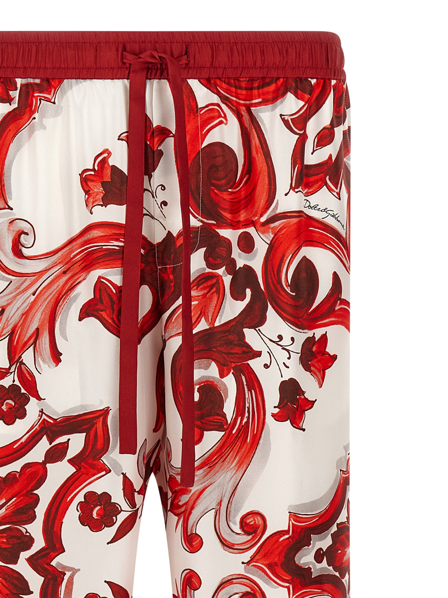 Dolce & Gabbana Majolica-Print Twill Vanity Silk Trousers