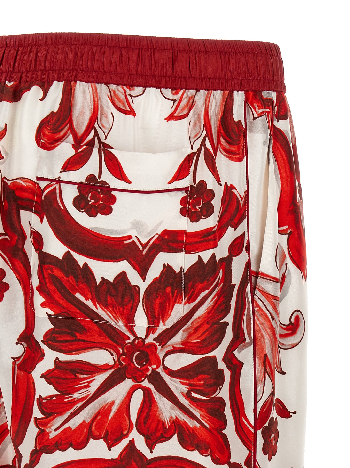 Dolce & Gabbana Majolica-Print Twill Vanity Silk Trousers
