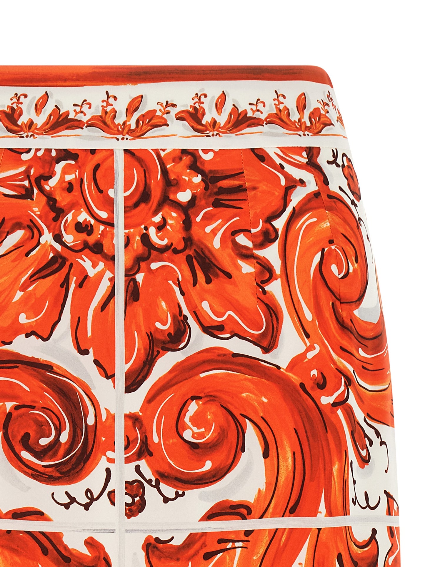 Dolce & Gabbana Orange Silk Midi Skirt