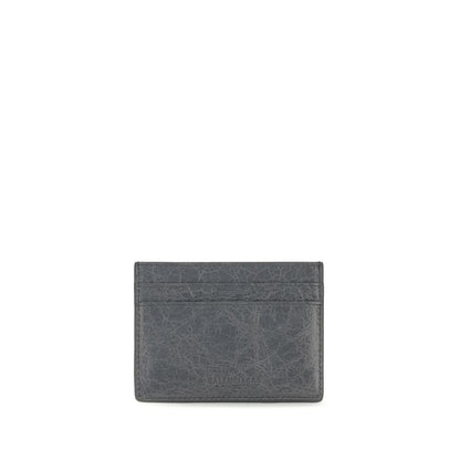 Balenciaga Gray Crackled Lamb Leather Le City Card Holder Wallet
