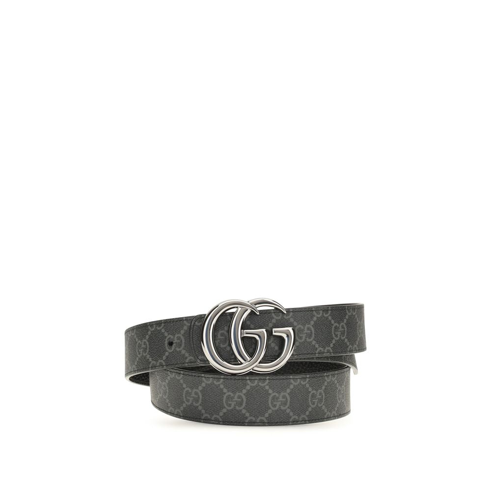 Gucci Black Calf Leather Reversible GG Marmont Belt