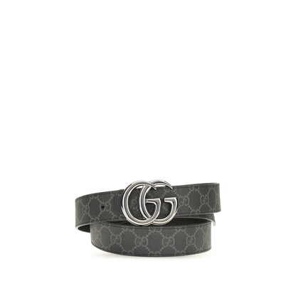 Gucci Black Calf Leather Reversible GG Marmont Belt