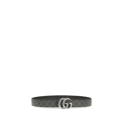 Gucci Black Calf Leather Reversible GG Marmont Belt