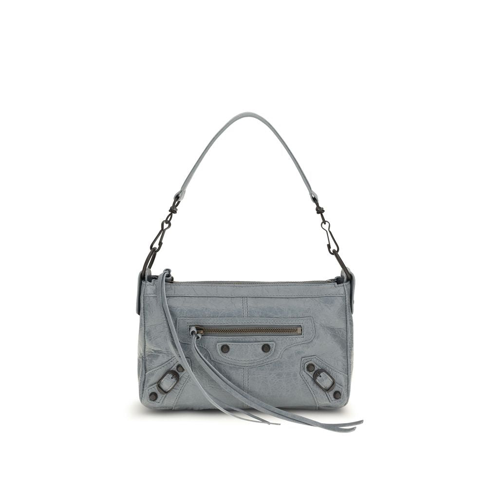 Balenciaga Gray Lamb Leather Le City Moto Mini Handbag